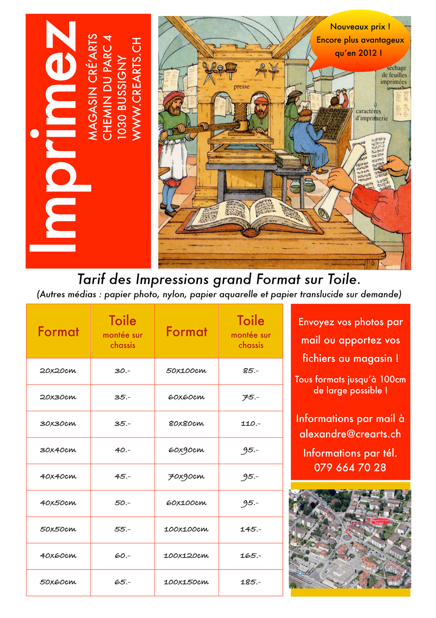 Tarif des impresssions 2011