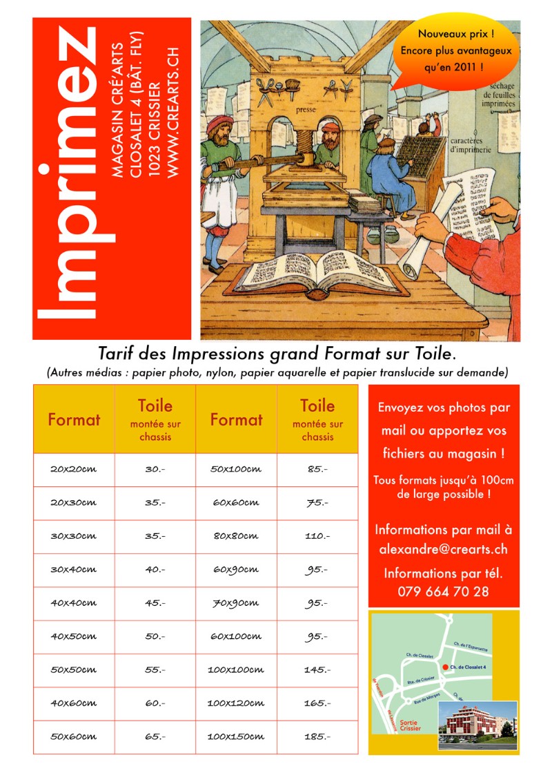 Tarif des impresssions 2011